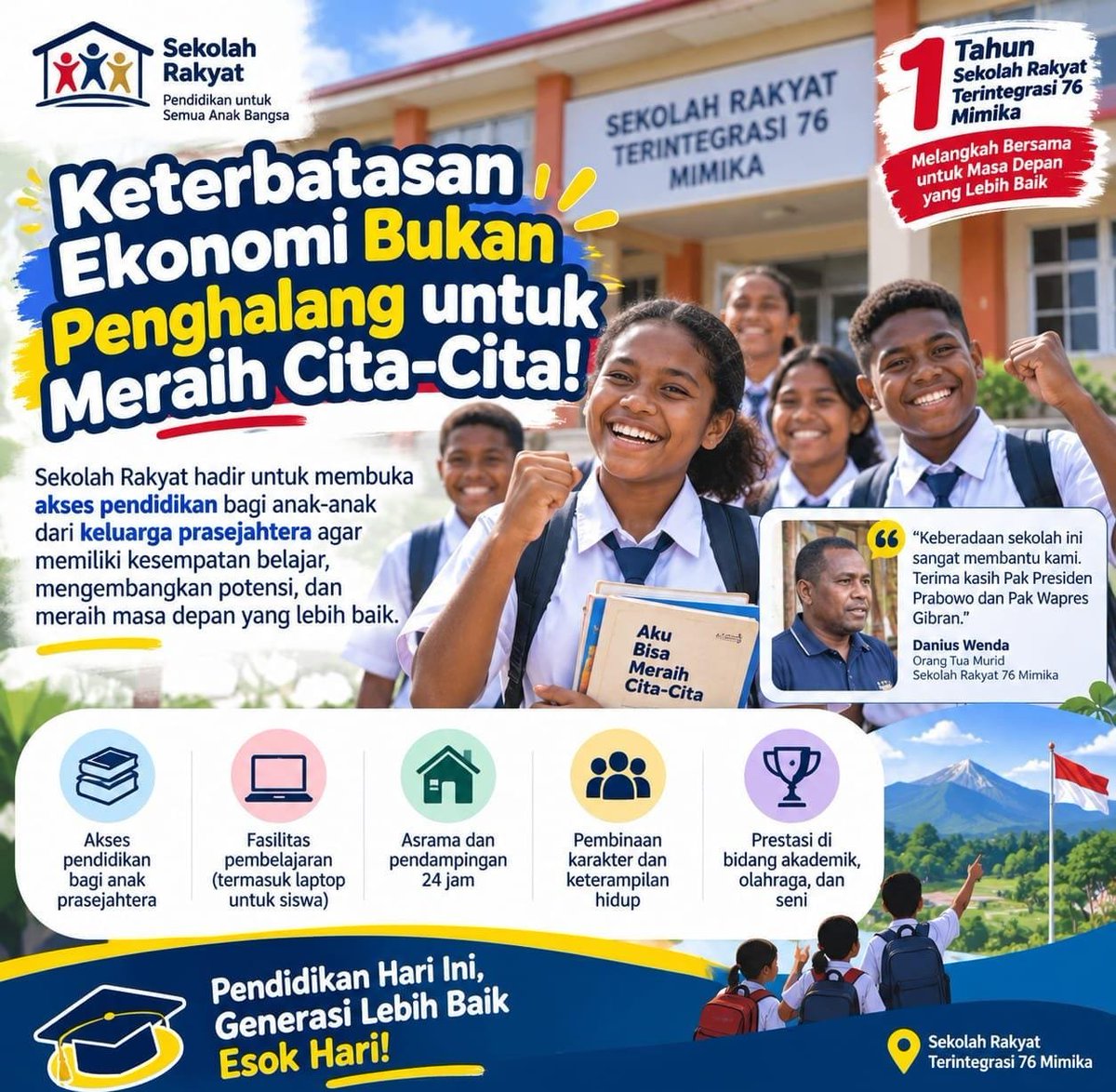 SilviAndriana1's tweet photo. Sekolah Rakyat membuka kesempatan belajar dan berkembang bagi anak-anak dari keluarga prasejahtera agar dapat meraih cita-cita dan membangun masa depan yang lebih baik

#SekolahRakyat #PendidikanUntukSemua #PendidikanIndonesia https://t.co/fVJgHk9aEr