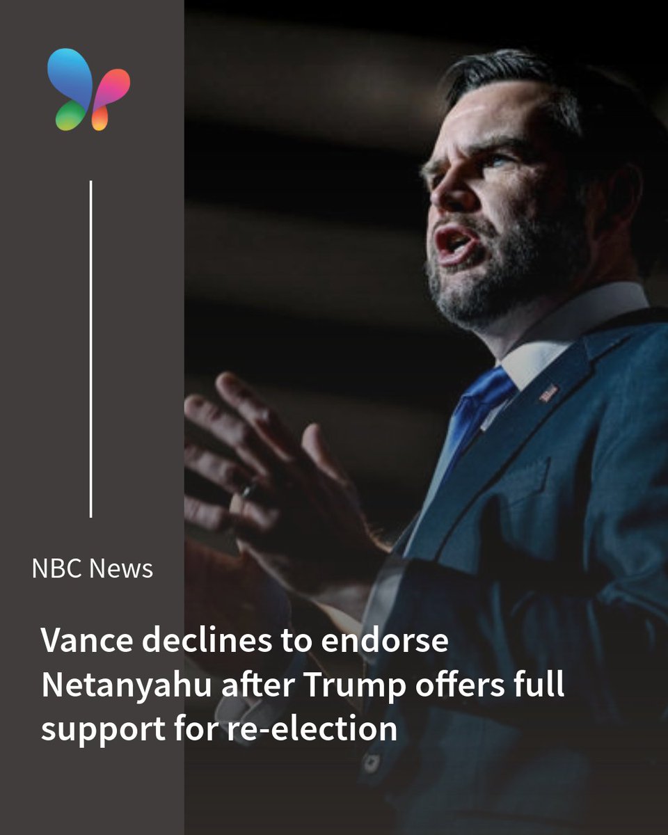 MSN's tweet photo. 🌎 JD Vance declined to endorse Benjamin Netanyahu, taking a different approach after Donald Trump publicly backed the Israeli leader’s re-election. 

🔗 https://t.co/fBztifaOhH

#IsraelElection #USPolitics https://t.co/Ltwxc0YEm2