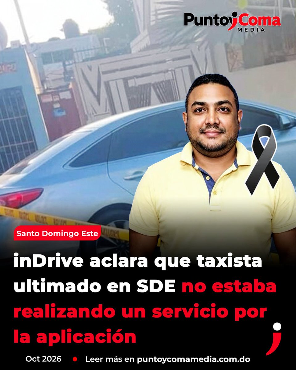 punt0ycomamedia's tweet photo. La plataforma de transporte inDrive aclaró mediante un comunicado que el taxista Félix Valentín Casalinovo Trinidad, quien fue ultimado durante un asalto en Santo Domingo Este, no se encontraba prestando ningún servicio gestionado a través de su aplicación al momento de ocurrir el hecho. La empresa expresó sus condolencias y ofreció su disposición de colaborar con las investigaciones de las autoridades.

Para ampliar esta y otras noticias, visite: https://t.co/vAxWWDedC4

#inDrive #SantoDomingoEste #Seguridad #PoliciaNacional #PuntoYComaMedia