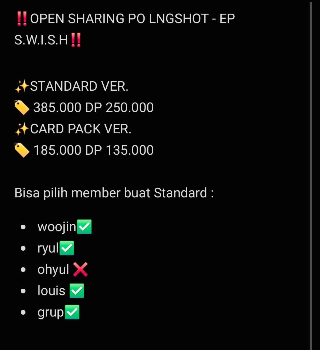 goyangiimiaw's tweet photo. ✅️must full
🇮🇩 est bersih ina
💲harga naik atau turun tergantung berat dan tax
❌️ exc packing dan admin
🕰️ Close PO: 5 November 2026
Link GO : https://t.co/oGaDT4hZ0a
#wts #preorder #lngshot #shotties #kpop #official #comeback #album #GOtrusted #ohyul #ryul #woojin #louis https://t.co/vY9ETs5msJ