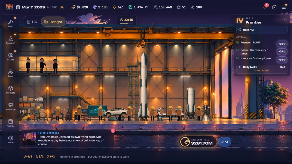 aiceotycoon's tweet photo. Run an AI lab from your parents' garage to the Singularity — and decide what your AI becomes 🐈
AI CEO Tycoon is free on Android, and now has a home on @itchio with devlogs from a one-person studio:
https://t.co/wW9xf1odQO
#indiedev #gamedev #tycoon https://t.co/c3Mdru8HrX