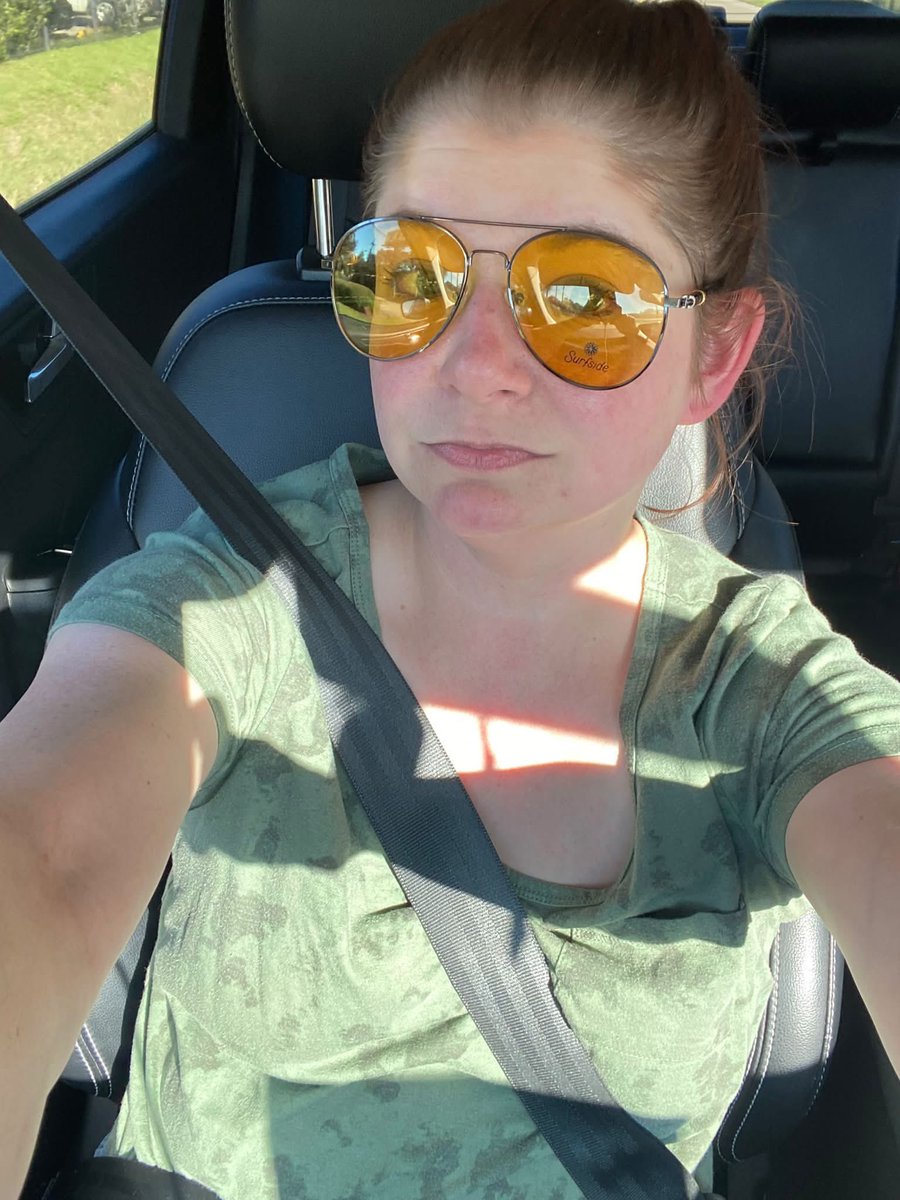 boutepriscilla's tweet photo. Going back to the Chiropractor. John got these with all his free stuff whatcha think? 

He said they’re not that bad. I don’t normally do
glasses. But at least I can see without being blinded by the sun. ☀️ https://t.co/aGBMBLO0cK