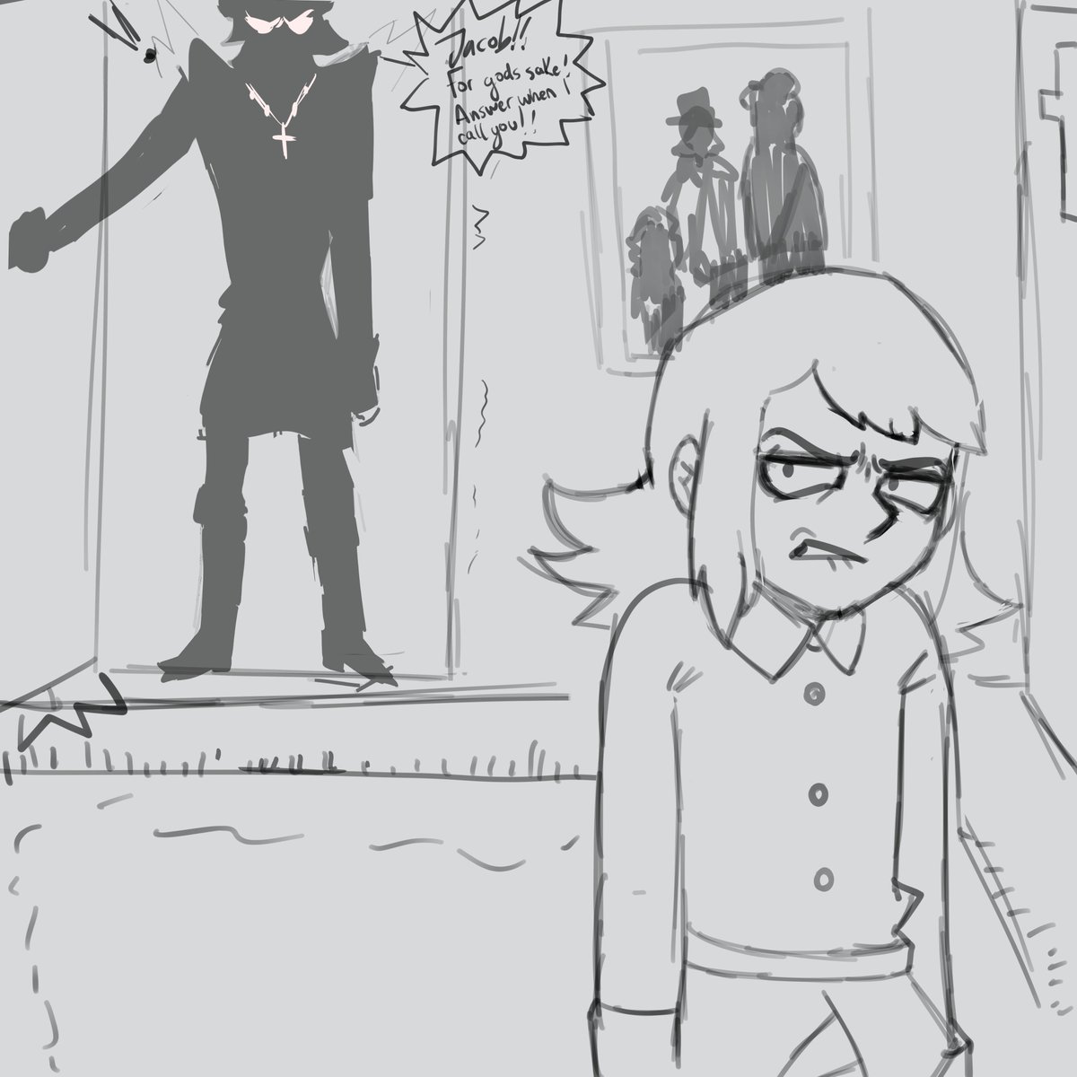 halzzevan_'s tweet photo. how abaddon discover the kid's name he possessed (sketches ) #hauntedhotelfanart https://t.co/9LP8yziLLB