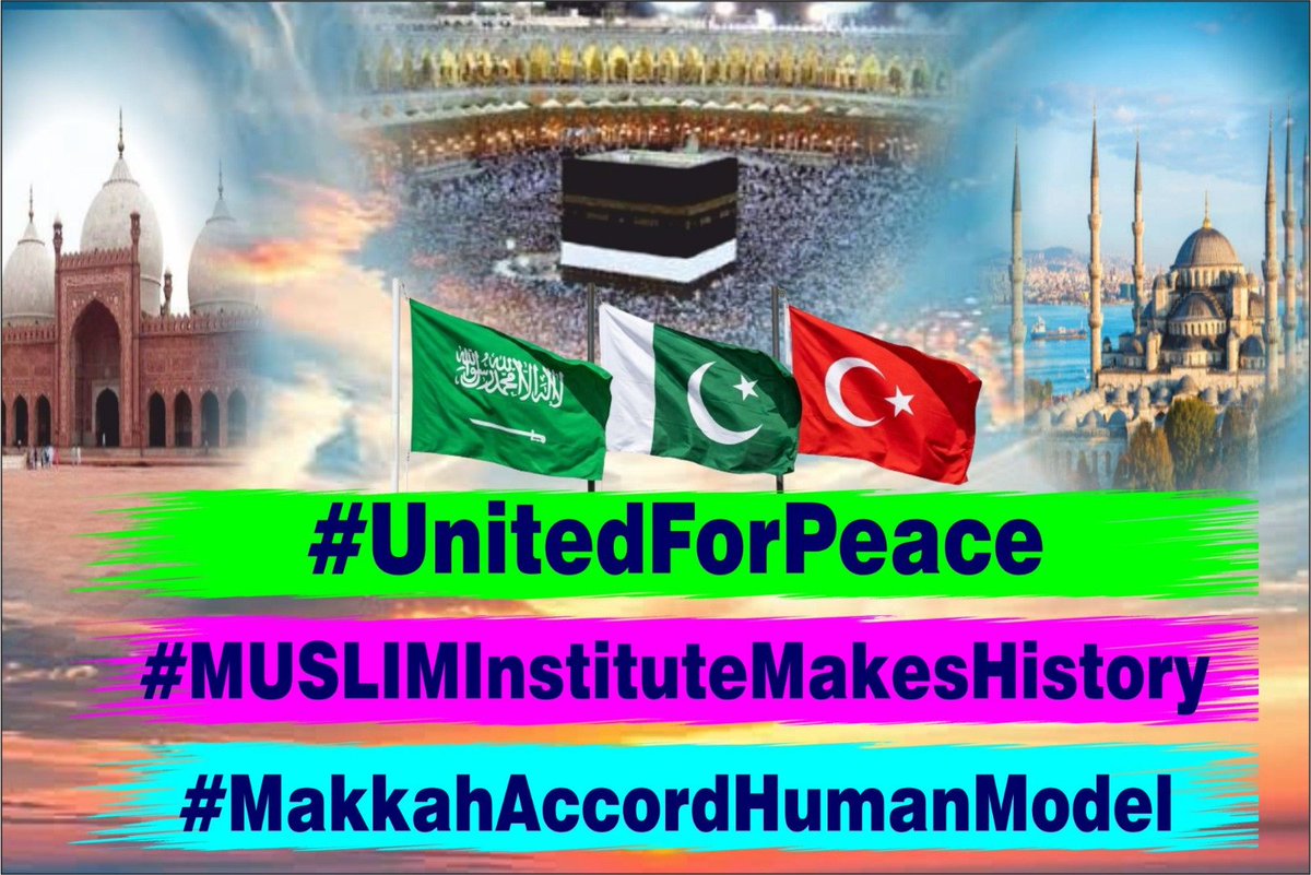 Rasheedx8c's tweet photo. The formation was adorned with the flags of all three countries, and the air echoed with the national anthems of the three nations and slogans of “Islam is Peace.”
——————
#UnitedForPeace

#MUSLIMInstituteMakesHistory

#MakkahAccordHumanModel https://t.co/2lDTUWK1io