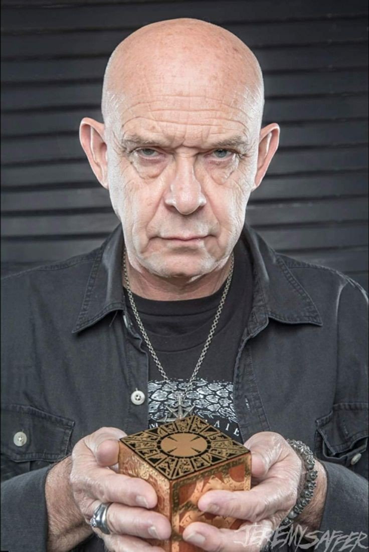 PinheadDB's tweet photo. Doug Bradley with a Lament Configuration https://t.co/lTzfYc9wNh