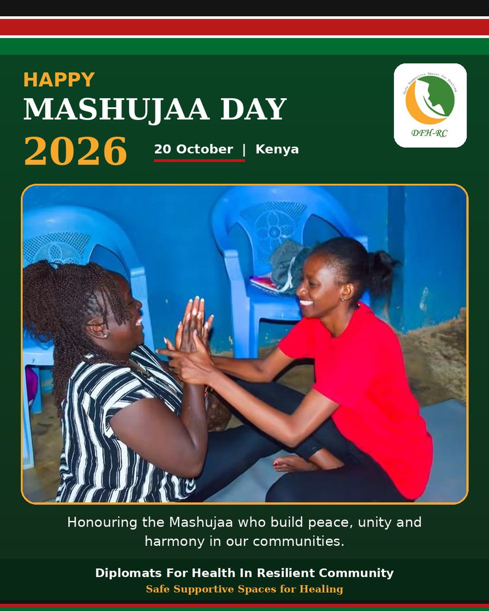 DFHRC's tweet photo. Heroes don't always wear medals. 

They sit with a struggling friend. They calm conflict before it grows. They speak up for SRHR. They protect our planet.
Happy Mashujaa Day 2026 to every changemaker! 
Tag a Mashujaa 👇
#MashujaaDay2026 #IAmPeace https://t.co/AYaIKdyITz