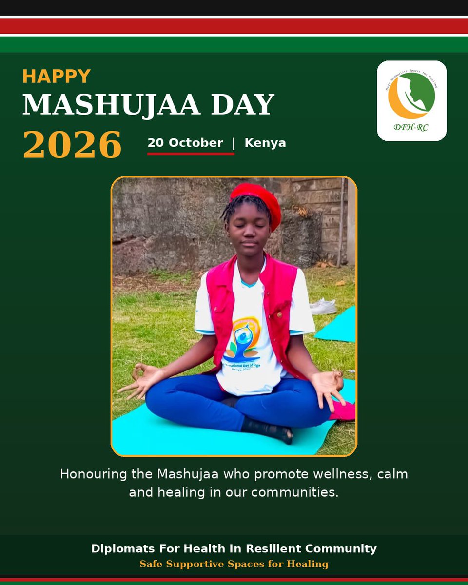 DFHRC's tweet photo. Heroes don't always wear medals. 

They sit with a struggling friend. They calm conflict before it grows. They speak up for SRHR. They protect our planet.
Happy Mashujaa Day 2026 to every changemaker! 
Tag a Mashujaa 👇
#MashujaaDay2026 #IAmPeace https://t.co/AYaIKdyITz