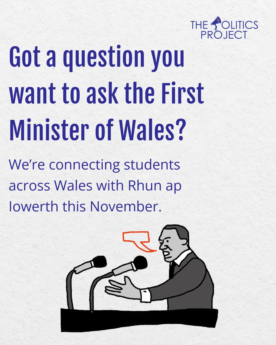 PoliticsProject's tweet photo. Got a question you want to ask the First Minister of Wales?   

Schools across Wales can take part in our Leader Dialogue:  
🗣️ Leader of Plaid Cymru, @RhunapIorwerth MS 
🗓️ 10am, Wednesday 11th November 
📍 Online    

🔗 Express your interest now: https://t.co/iq6UGaVN5s https://t.co/QuMYe1e9Aa