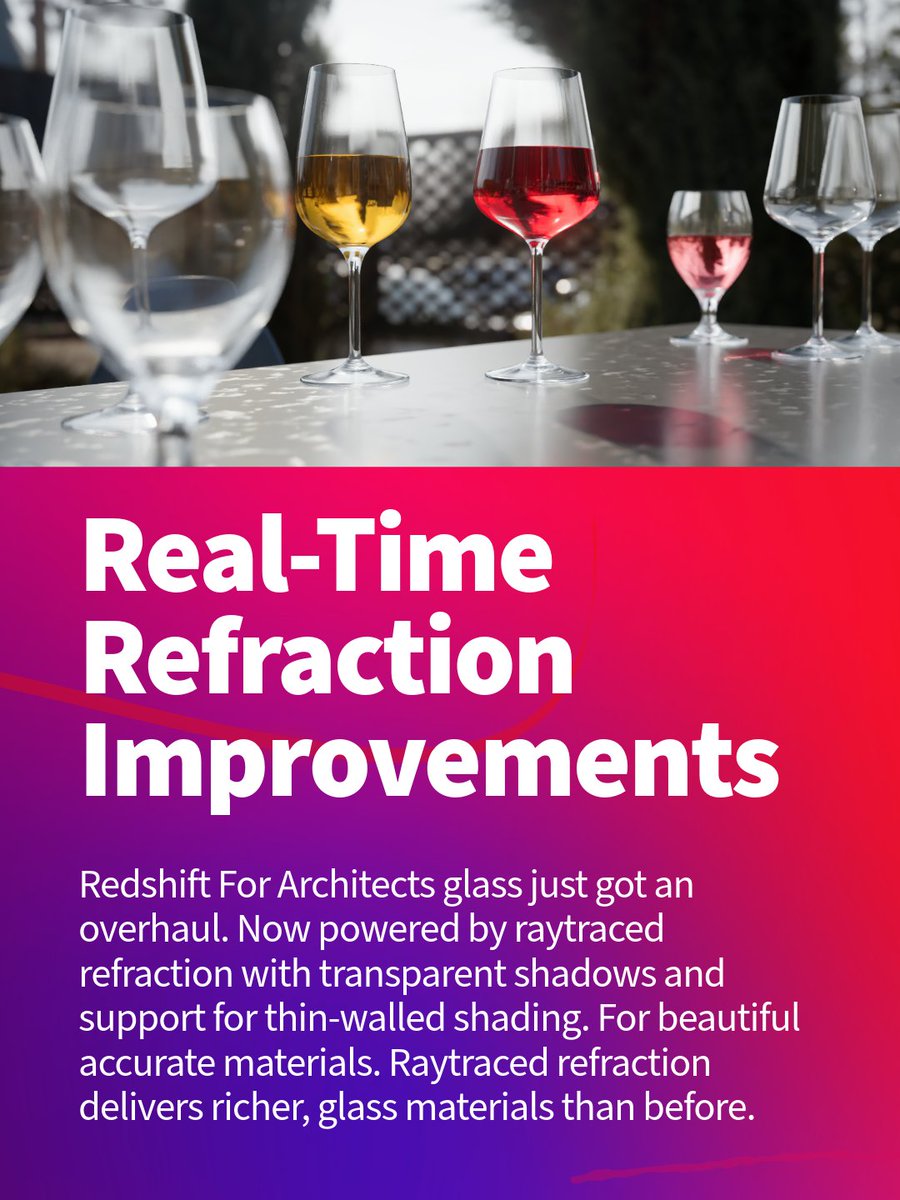 MaxonArchviz's tweet photo. 🏠 Redshift for Architects 2027 is now available! Introducing #Archicad support alongside workflow improvements, including faster scene startups, improved real-time refraction &amp; depth of field, &amp; enhanced area light controls. Available today.
🔗 https://t.co/xArqwgv5rR https://t.co/xikbz3H3aK