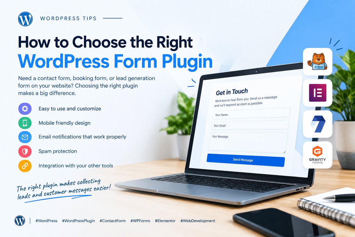 kawsarMaruf12's tweet photo. 📝 Choosing a WordPress form plugin?

Look for easy customization, mobile friendly design, reliable email notifications, spam protection, and useful integrations.

The right plugin makes collecting leads and customer messages easier!

#WordPress #Elementor #WordPressDeveloper https://t.co/pUtoPrFzjO