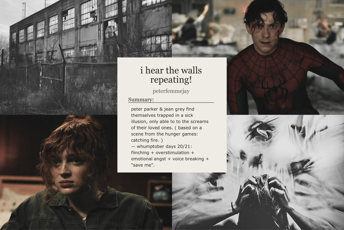 peterfemmejay's tweet photo. — i hear the walls repeating!
a sense siblings fic.
warnings: psychological torment.
rated: T 
words: 896
whumptober prompt(s): flinching + overstimulation + emotional angst + voice breaking + "save me".
link: https://t.co/1oCh6SaxBh https://t.co/mhfO7hJFuC