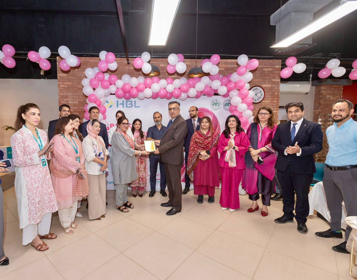 HBLPak's tweet photo. HBL, in collaboration with the State Bank of Pakistan Banking Services Corporation (SBP BSC), brought together breast cancer awareness, women’s entrepreneurship and financial empowerment at the Pinktober Hope Bazaar, held at SBP BSC Head Office, Karachi.

The event was graced by Qadir Bakhsh, Managing Director - SBP BSC, Tariq Riaz, Director GSD - SBP BSC, and Maya Ismail, Chief Impact Officer - HBL and Chairperson - HBL Microfinance Bank. The occasion highlighted the importance of awareness and early detection in supporting women’s health and well-being.

The Hope Bazaar provided a platform for women entrepreneurs to showcase their businesses while raising funds for a Dow University NGO initiative supporting breast cancer awareness.

Dedicated HBL Nisa and HBL Konnect kiosks introduced women to banking products and services and facilitated account opening to promote financial inclusion. HBL Nisa also showcased its breast cancer insurance coverage, reflecting its commitment to women’s health and well-being.

The initiative was made possible through the collective efforts of the leadership and teams of SBP BSC and HBL.

#Pinktober #BreastCancerAwareness #WomensHealth #WomenEmpowerment #FinancialInclusion #HBL #SBPBSC

@StateBank_Pak | @akdn | @Financegovpk | @ThePBC_Official | @pakstockexgltd | @HBLMfB | @HBLFunds | @HblZarai | @CurrencyHbl
