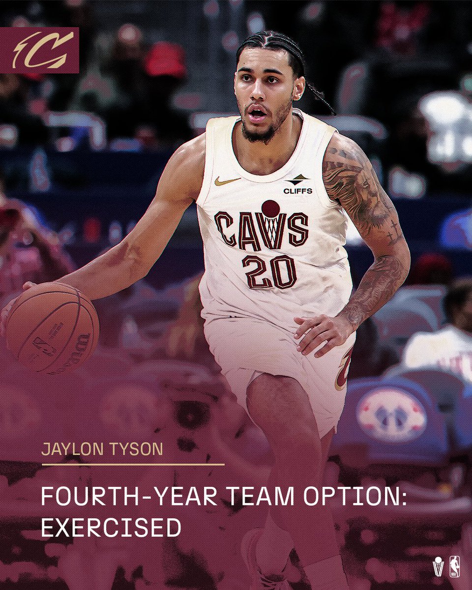 cavs's tweet photo. We have exercised the fourth-year team option on Jaylon Tyson. #LetEmKnow

FULL DETAILS: https://t.co/DKd5IFU0FK https://t.co/qBkMGbT4iL