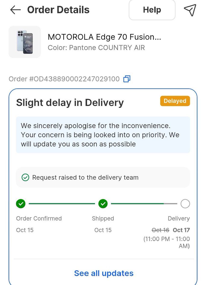 Deshbhak45's tweet photo. Very disappointed with the delivery delay for my mobile phone (Order ID: OD438890002247029100). Kindly intervene and expedite the delivery immediately! @FlipkartSupport @Flipkart #FlipkartHelp #CustomerCare https://t.co/ua5AxPlJ4k