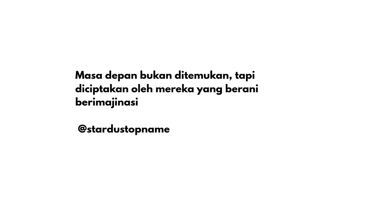stardustopname's tweet photo. Masa depan bukan milik mereka yang paling pintar, tapi milik mereka yang berani menciptakan sesuatu yang belum pernah terpikirkan sebelumnya. 
Ketika teknologi semakin cepat, satu hal yang tetap tak bisa digantikan sepenuhnya adalah imajinasi manusia.
Suatu hari nanti, pekerjaan yang hari ini terasa mustahil mungkin akan menjadi hal biasa. 
Ide sederhana dari seseorang yang dianggap “aneh” hari ini, bisa menjadi penemuan yang mengubah hidup jutaan orang di masa depan. Karena kreativitas sering kali dimulai dari keberanian untuk berpikir berbeda.
Jadi jangan takut punya ide yang terlihat tidak masuk akal. Dunia tidak selalu membutuhkan orang yang mengikuti apa yang sudah ada, dunia membutuhkan seseorang yang berani berkata, “Bagaimana kalau kita membuatnya dengan cara yang sama sekali berbeda?”