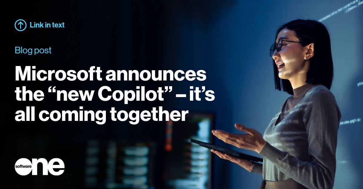SoftwareOne_NA's tweet photo. @Microsoft's new #Copilot unites Chat, #Cowork, Autopilot, and Code in one app, enabling task delegation and automation. It adds #AI governance, runtime, plugin, and FinOps for enterprise use. Read more: https://t.co/Bw9vOr7tIC https://t.co/xH6NzuWGWF