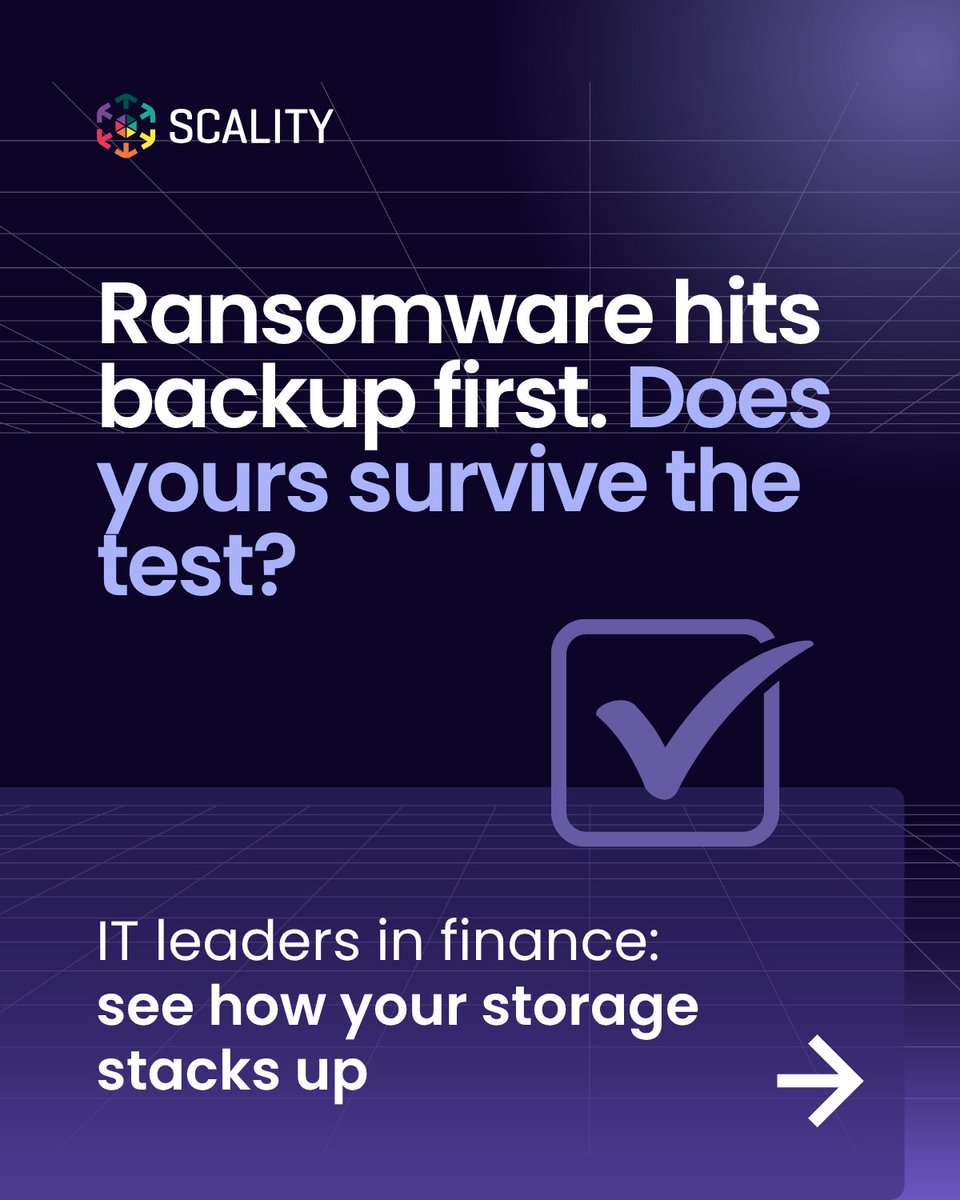 scality's tweet photo. SEC, FINRA, SOX, FFIEC: your storage has to answer to all of them. When regulators look closer, will it hold up? A cyber-resilience checklist mapping storage controls to the regulations financial services IT teams get examined on: https://t.co/rKlHqQzCGR https://t.co/xSoDT9vlYe
