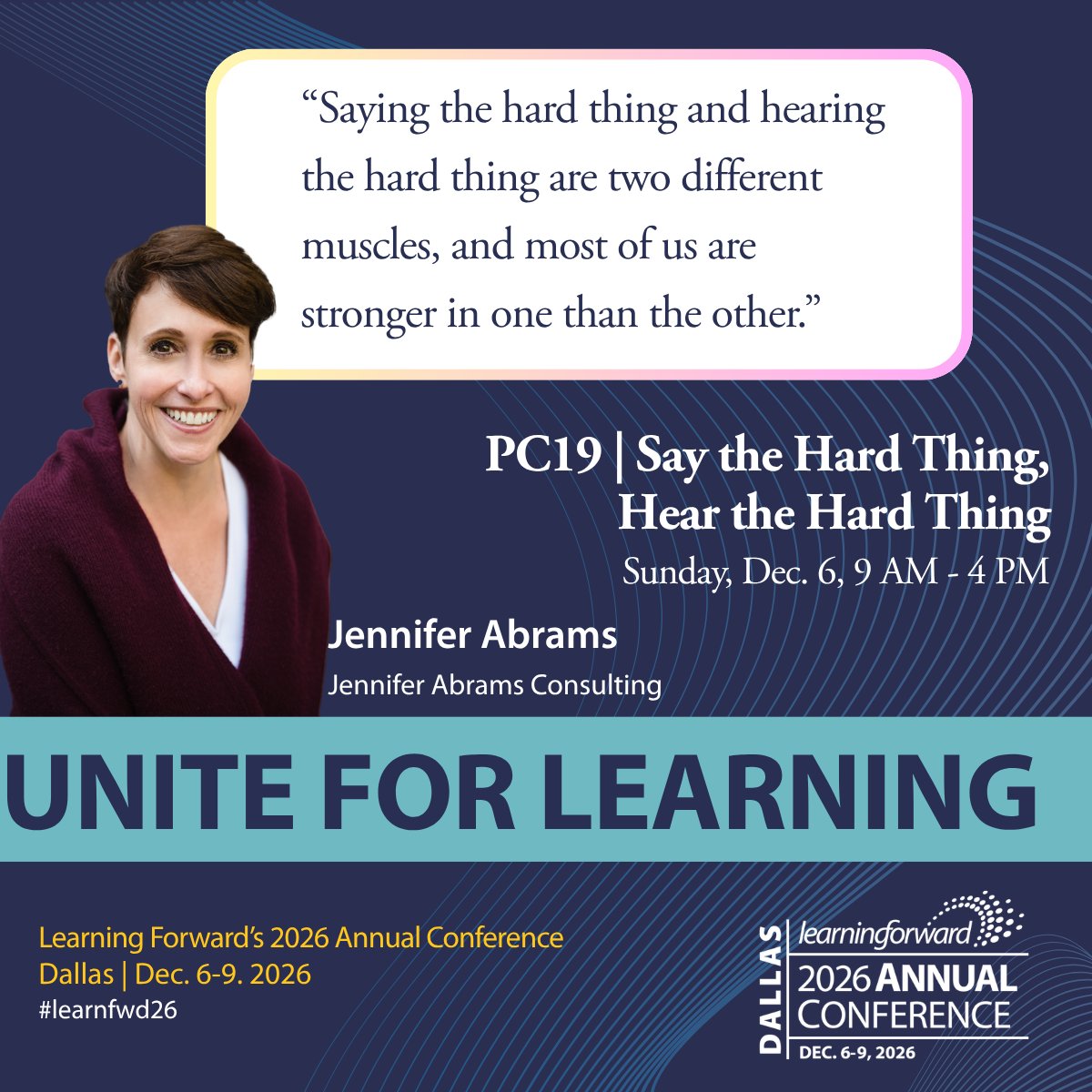 LearningForward's tweet photo. The very first sentence of a hard conversation does more work than any other sentence in it. Jennifer Abrams' new blog walks through exactly why that opening line matters so much and what to do instead of handing the listener a verdict on their character. She shares a six-move scaffold that leaders can start using right away, and goes deeper in preconference session PC19 on Dec. 6 in Dallas. https://t.co/aOqlImAQjl #learnfwd26 #InstructionalLeadership #HardConversations #SchoolLeadership