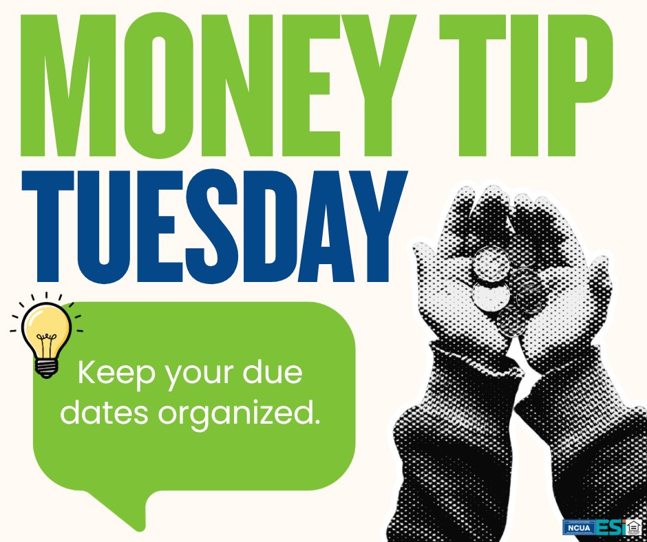 Atomic_CU's tweet photo. 💡Money Tip Tuesday: Staying organized with due dates can help you avoid stress and stay on top of your budget 📅💸 Phone reminders, a planner, or a calendar app can make it easier to keep everything in one place ✅

#ACU4U #MoneyTipTuesday https://t.co/tWLmphL1gQ