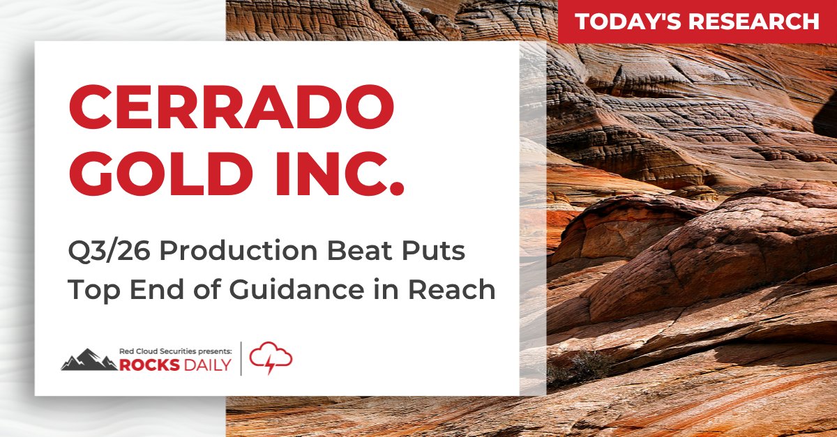 RedCloudSec's tweet photo. .@CerradoGold beat Q3/26 guidance, delivering 16,685 oz GEO (+21% YoY) at Minera Don Nicolas. YTD output of 44,942 oz GEO puts $CERT on track for the high end of 2026 guidance (50,000-60,000 oz GEO), with a revised PEA due by Q1/27. We view this as an encouraging read on the mine's longer-term production potential. Learn more: https://t.co/wJpXJ9yQZP
