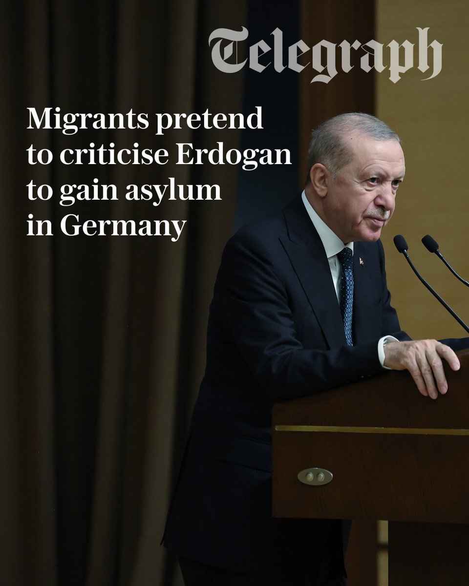 Telegraph's tweet photo. Turkish migrants are making bogus asylum claims in Germany by insulting their president.

People-smugglers are offering an illegal service, which costs around €6,000 (£5,200), exploiting a law that makes insulting Recep Tayyip Erdoğan a criminal offence.

🔗:https://t.co/wI4Gzk7yUv