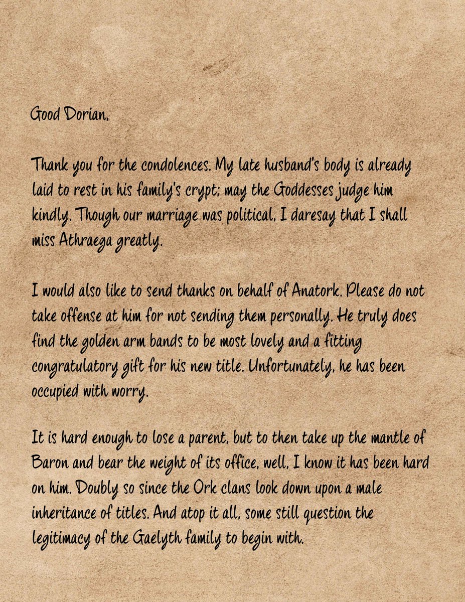 OnceLostGames's tweet photo. After his father's passing, Anatork inherits the title of Baron, despite the stigma surrounding male-inherited titles

Amid doubts over his clan's claim, the young Ork struggles tempering his youthful brashness

His mother Bianca, recounts these challenges in the following letter https://t.co/tnJ2bFmWjt
