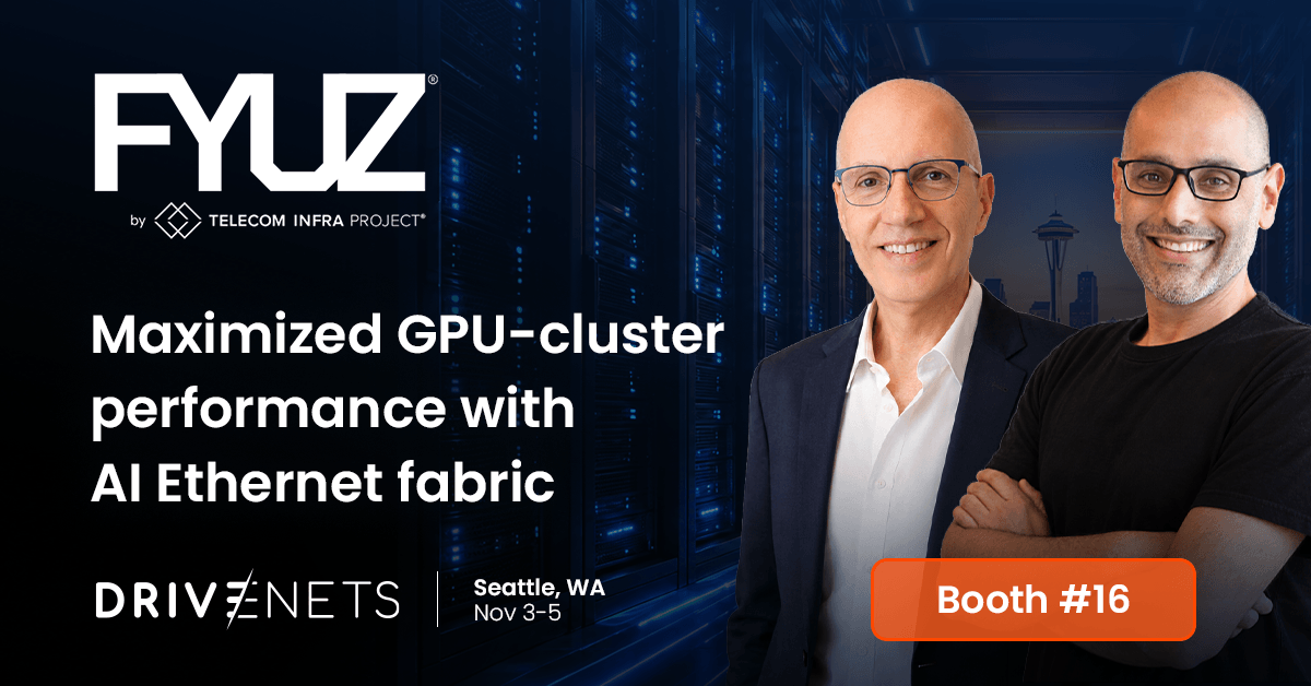 drivenets's tweet photo. Will you be in Seattle at FYUZ?

Check out the high-performance Ethernet Fabric, proven to deliver InfiniBand-level performance, with faster deployment on any GPU, any optics, and any NIC.

We’ll be at FYUZ (booth 16) and will be happy to meet and discuss our customers’ deployment experiences.

👉 https://t.co/ZEbBotI1mN
