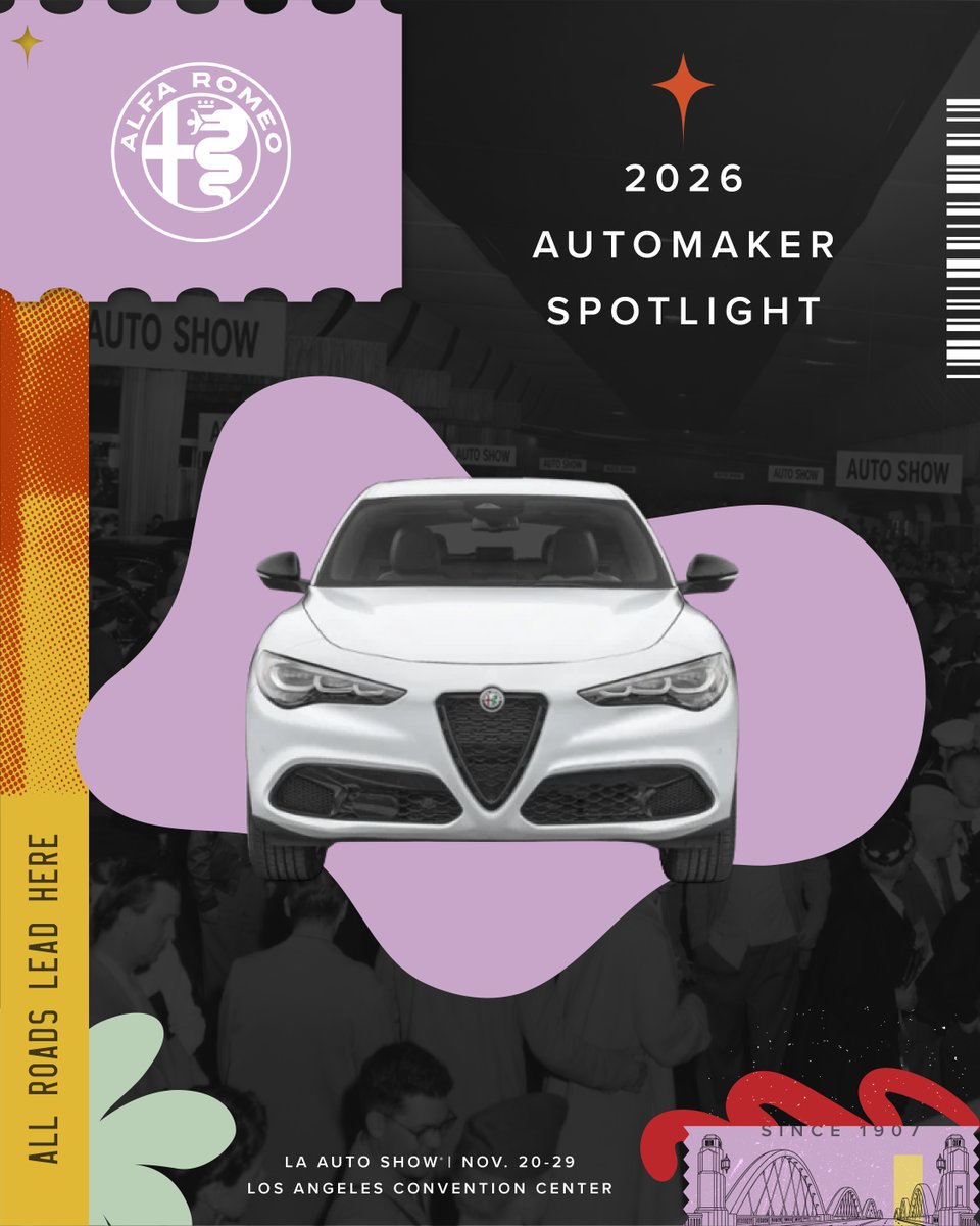 LAAutoShow's tweet photo. 🚨 2026 AUTOMAKER SPOTLIGHT: Alfa Romeo is officially confirmed. 🚨

Italian design deserves an in-person look. 

**Opening Day**  is on Friday, Nov. 20. Be one of the first through the doors to get the first look at what's on the showroom floor!

#LAAutoShow #AlfaRomeo https://t.co/cRrLSLBMtj