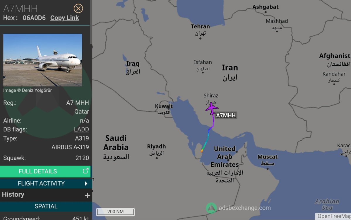 MenchOsint's tweet photo. Following the arrival of Pakistan's army chief earlier and a delegation from Islamabad, a Qatari delegation is now en route to Tehran. https://t.co/fiG8gkImEe