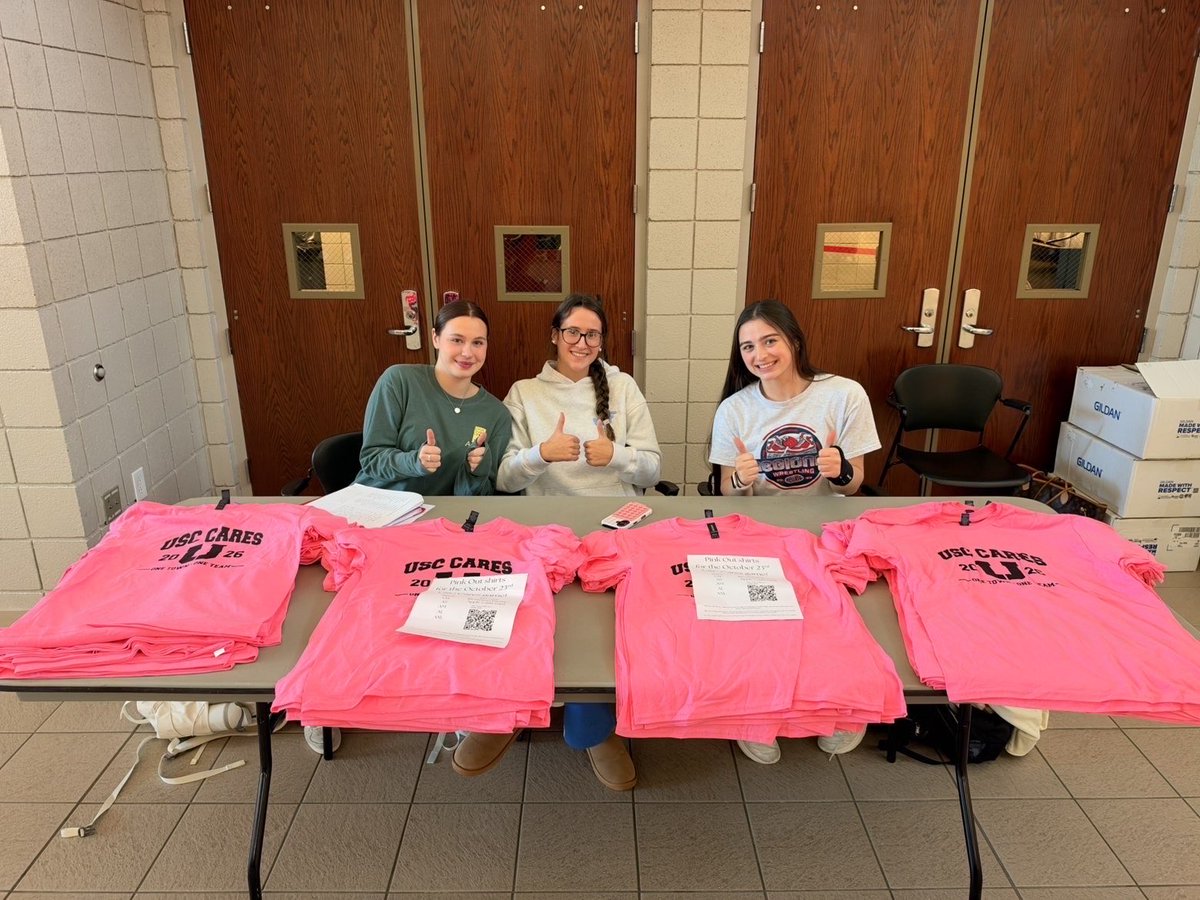 USCSST's tweet photo. Everyone purchase these shirts being sold outside of the cafeteria. Support breast cancer awareness month and make sure to wear it on Friday for our pinkout game!!!#usccares #pinkout #BreastCancerAwareness https://t.co/eO8FPcpe6T