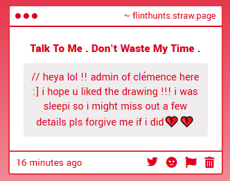 FlintHunts's tweet photo. (( HI WAIT WHERES THE DRAWING.. I WANNA SEE 👀👀👀😭😭 IF YOU SENT A DRAWING IN UHM STRAWPAGE, IT MIGHT TAKE A FEW DAYS https://t.co/tpRocnGFM0