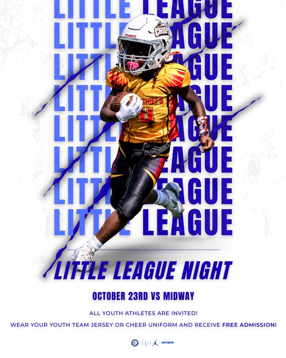 RecruitTheDawgs's tweet photo. 🚨LITTLE LEAGUE NIGHT AT BULLDAWG STADIUM🚨

The Dawgs are calling on ALL YOUTH SPORTS ORGANIZATIONS from Copperas Cove and the surrounding areas to join us this week! 

YOUTH ATHLETES GET IN FREE!�
Wear a jersey, cheer uniform, or team uniform from your youth organization and receive FREE ADMISSION!

🔥 AND THAT’S NOT ALL! 🔥

Our CTE programs will be out before the game with:

- FREE Face Painting�
- FREE Hair Tinsel
- FREE BBQ — while supplies last!

Bring the whole family, wear your team colors, and come experience a Friday night under the lights with the Dawgs!

PACK BULLDAWG STADIUM AND GET LOUD!

#RTSP2 | #GoDawgs 🐾🐾