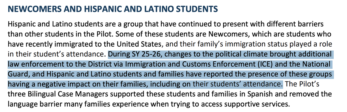 maustermuhle's tweet photo. A new report on truancy in D.C. says that some Latino students are truant because the increased presence of ICE, other federal agents, and National Guard had "negative impact on their families." One kid said he was "genuinely afraid to step outside" after his dad was deported. https://t.co/UoAEmaX0Mg