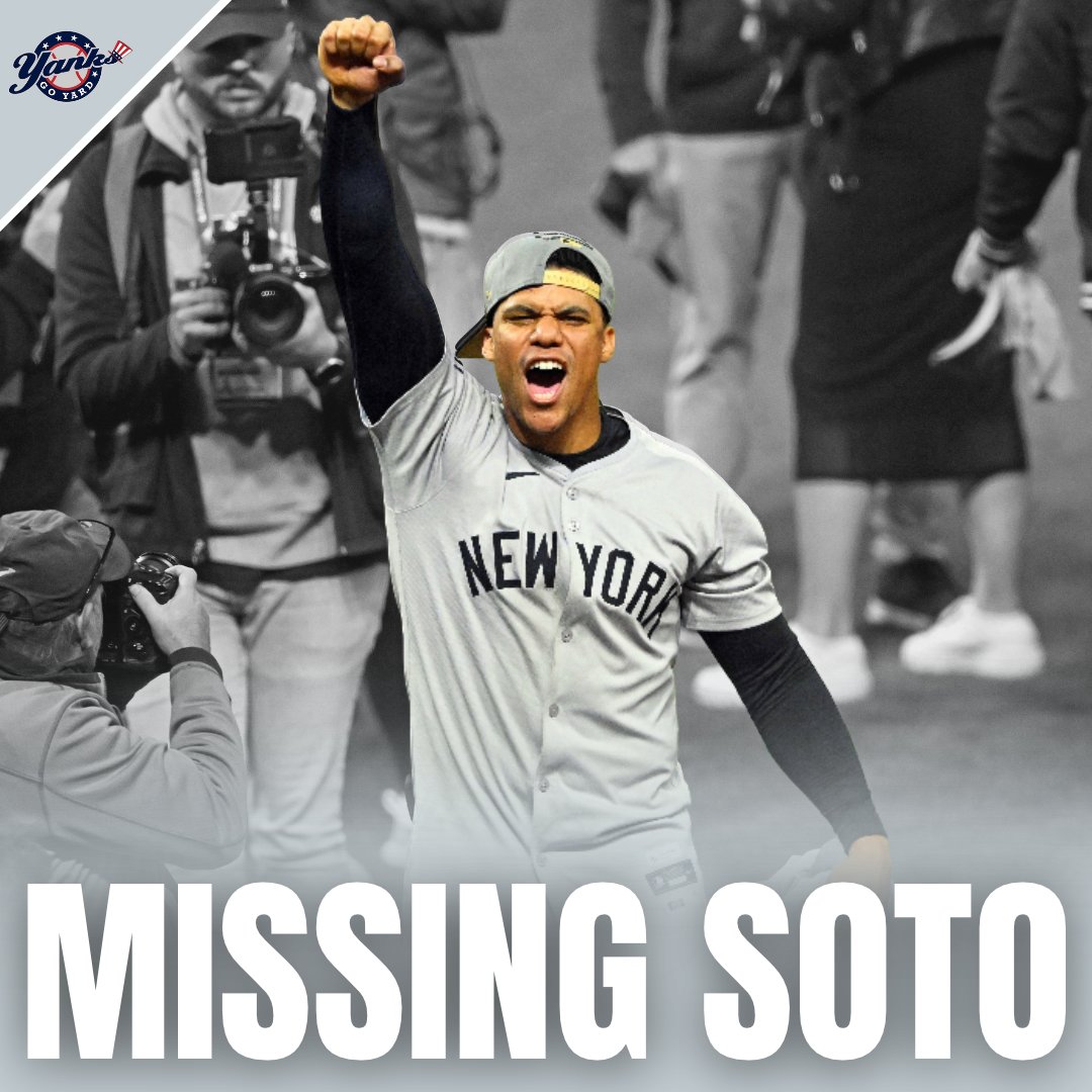 YanksGoYardFS's tweet photo. Two years ago, Juan Soto slugged the Yankees into the World Series.

Sadly, the franchise hasn't given its fans anything as exciting or memorable since then.

Read more ⬇️ https://t.co/sVV3E2JmNS
