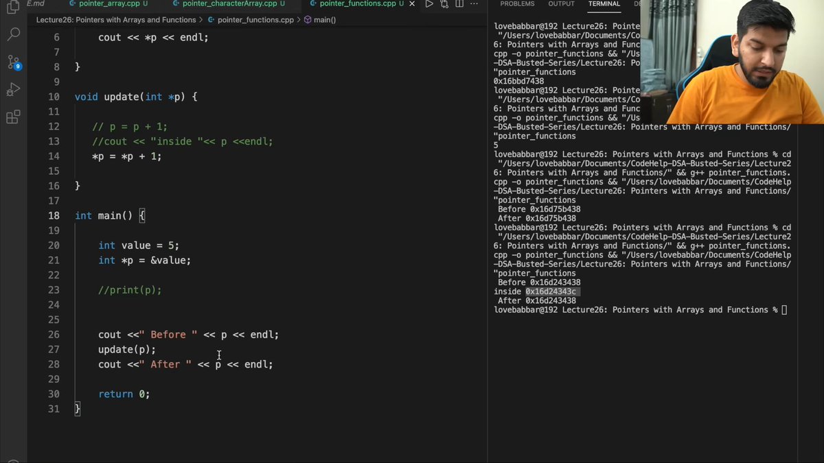 UtkarshSolves's tweet photo. DAY 82 ✅

Back to my DSA journey! 💻

Today I went deeper into Pointers in C++ and explored how they work with:

→ Arrays
→ Characters
→ Functions

Understanding pointers better, one concept at a time.

Day 82 done. Onto the next one. 🚀 https://t.co/BMh2EizTSt