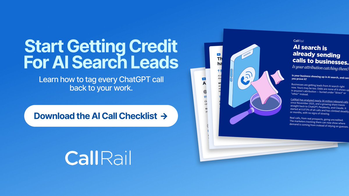 sejournal's tweet photo. Frustrated by AI-referred leads showing up as “direct”?

Download @CallRail’s AI Search Tracking Checklist: https://t.co/noTpLxGCGK

Track calls from ChatGPT, Claude, and Perplexity separately from PPC and SEO leads. https://t.co/FxmPlhvCJS