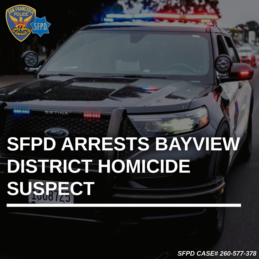 SFPD's tweet photo. #UPDATE: An arrest has been made in this homicide thanks to investigators.

More: https://t.co/8KkLDRaNaf https://t.co/ssah4V9HMx