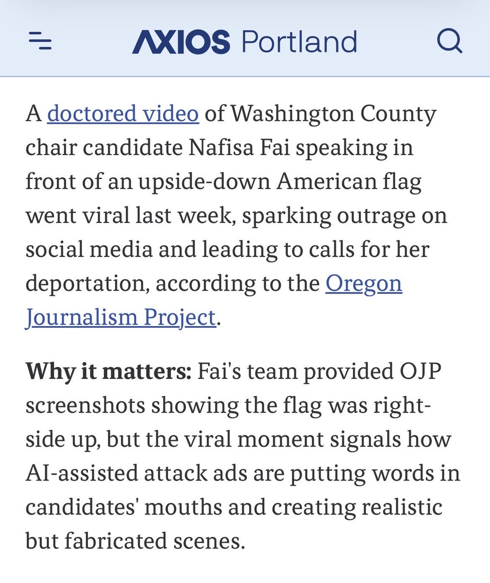 EndWokeness's tweet photo. Holy sht. Axios "fact-checkers" just used a literal AI photo, provided by Nasifa Fai, to "DEBUNK" a real video.

Welcome to 1984. https://t.co/KOJnf8Fub2