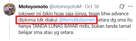 ngebot18997's tweet photo. @otomoyotoM @Franken_blues @Kemdikdasmen @EmilDardak @JatimPemprov yg sudah jelas bilang diploma komenmu "tdk bisa simple begitu"

giliran gw tanya dasar diploma tdk diakui kemenkes
sumbernya diri sendiri🤣
semua bajer setolol ini kah? https://t.co/81ZLIah7ZT