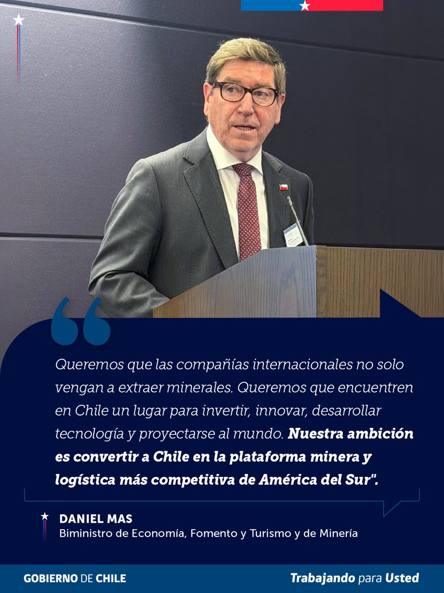Minrel_Chile's tweet photo. El canciller Francisco Pérez Mackenna y el biministro Daniel Mas participaron en seminario de minería en Londres para promover los incentivos a la inversión extranjera para generar trabajos en Chile. https://t.co/NNgJyXNbMP