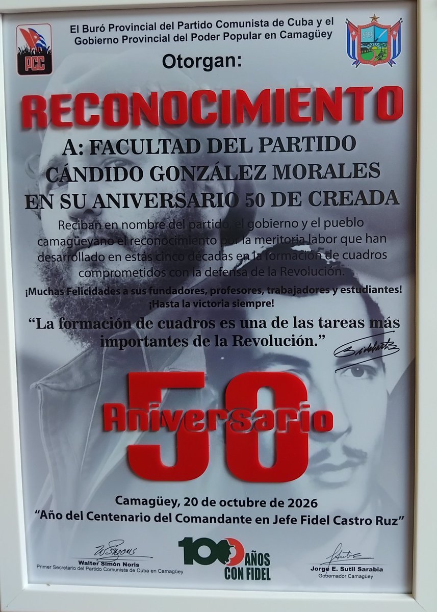 YaimyrB's tweet photo. 🇨🇺 Felicidades en el Cumpleaños 50 de la Facultad del Partido Comunista de Cuba "Cándido González Morales", de #Camagüey a su adnegado colectivo de docentes y trabajadores por los años sembrando ideas y formando cuadros comprometidos con la Revolución. https://t.co/NtMCRGUXWk