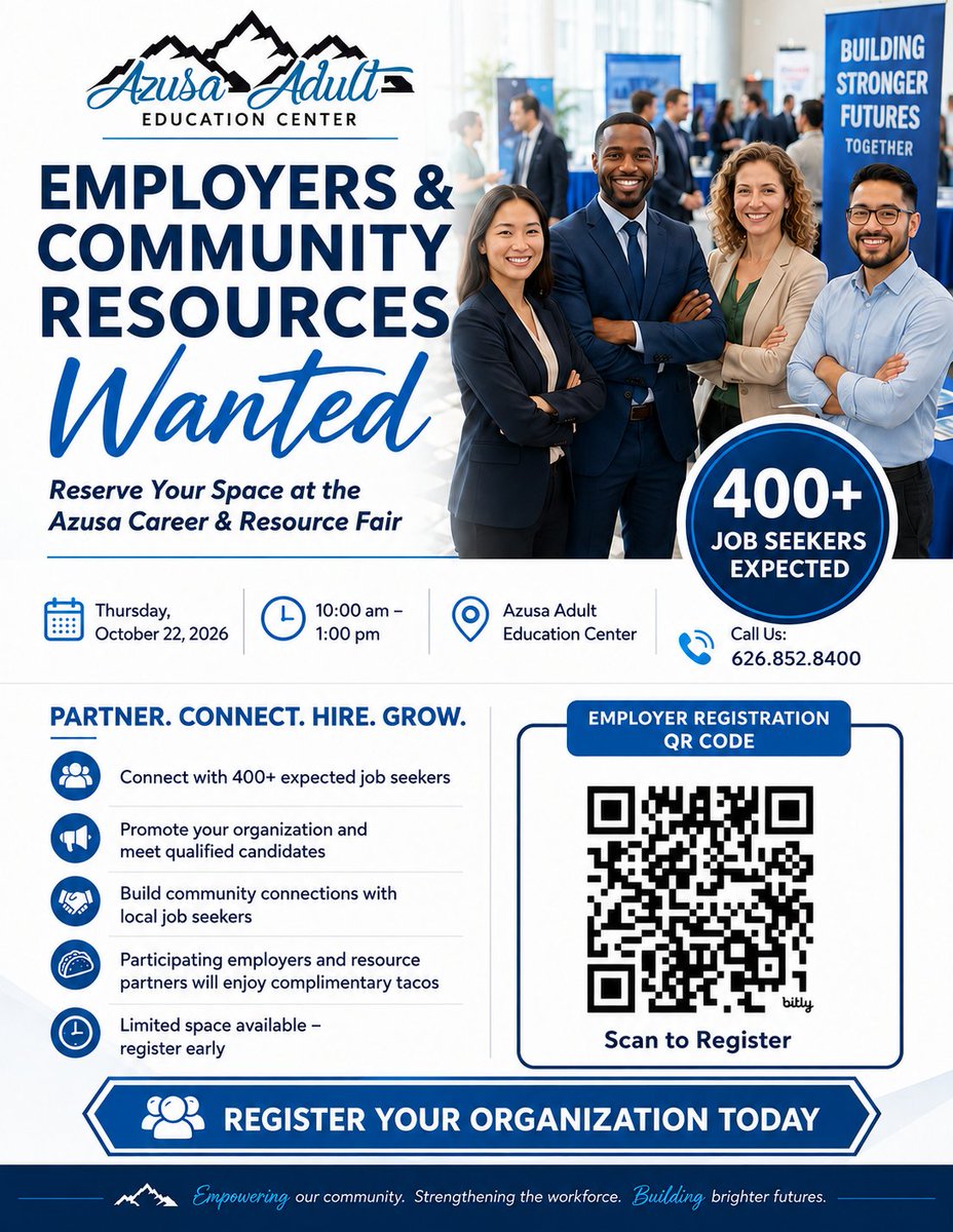 CSSDLA's tweet photo. This week, join @cssdla at the Azusa Employer's &amp; Community Resources Event. Connect with a #childsupport professional to discuss your case and discover job opportunities too - all in one place! #Azusa 🙌

🗓️ Thursday, October 22, 2026
🕘 10:00 AM to 1:00 PM https://t.co/ojBq29lf6X