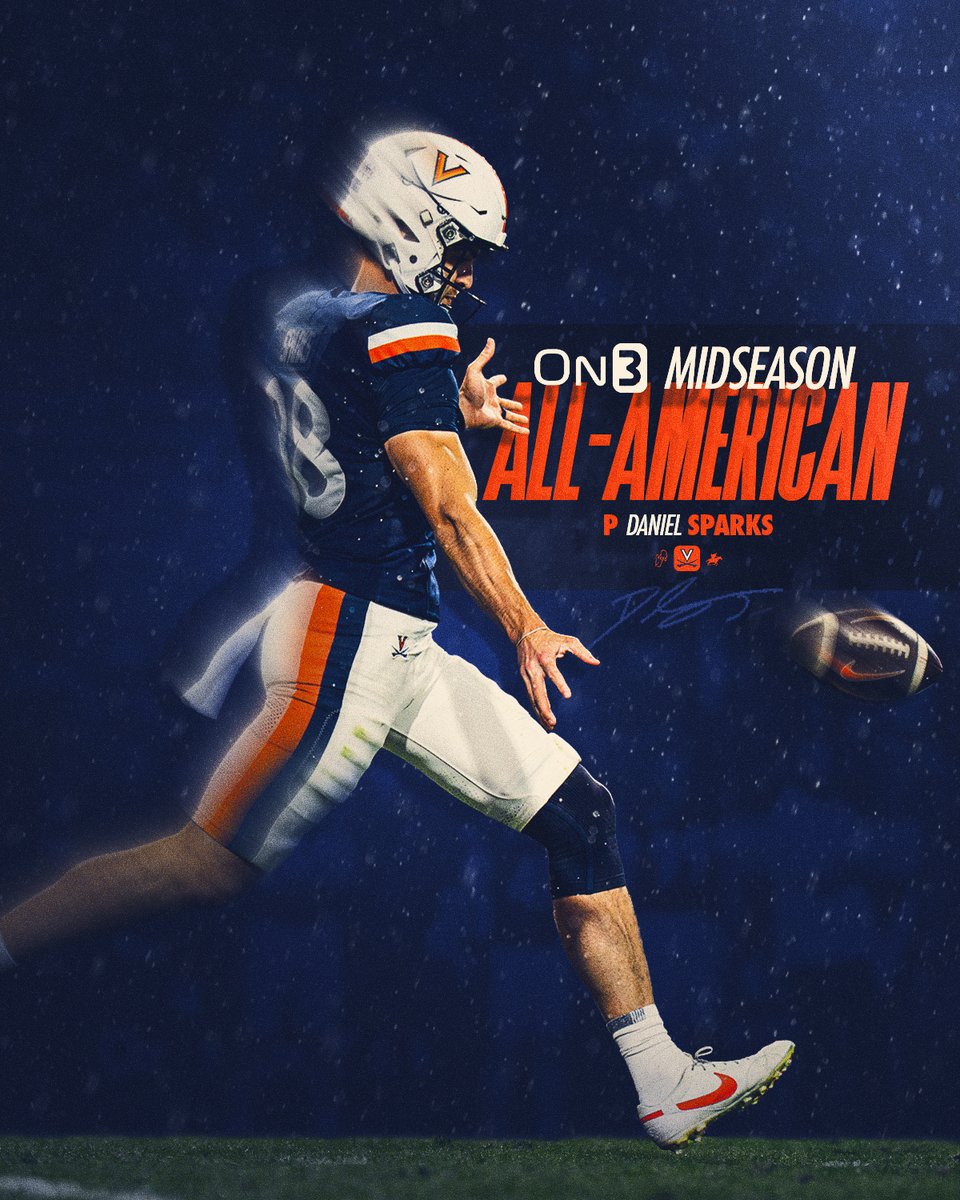 UVAFootball's tweet photo. Midseason All-American honors

@Dsparks115 x @On3 

#GoHoos 🔶⚔️🔷 https://t.co/zdIaCQi9Cr