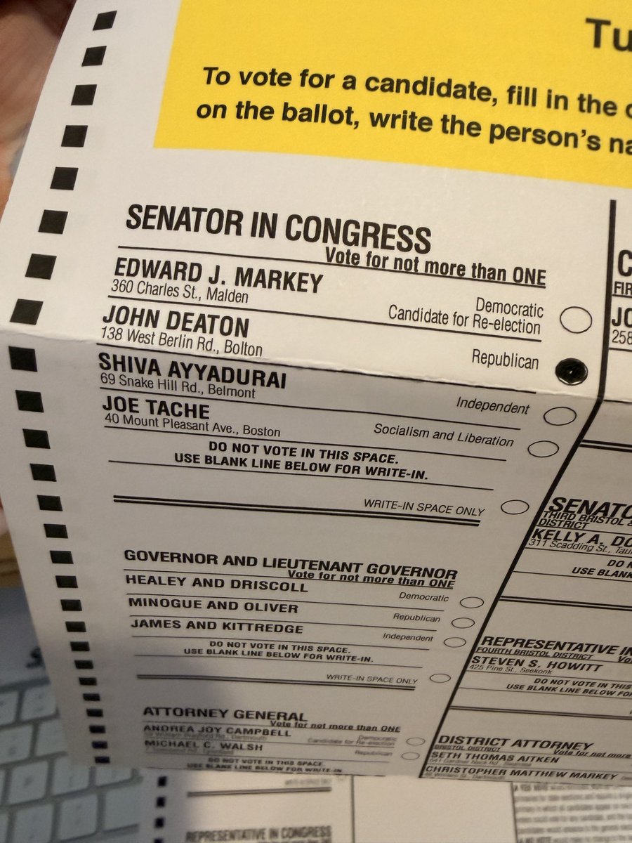 GoToddHart's tweet photo. This is how democracy is done. 

Get out and vote. 

And don’t buy the BS that @SenMarkey is spreading. I’m a lifelong Democrat and I’m voting for Deaton. 

@JohnEDeaton1 
@MetaLawMan https://t.co/gpQoyZZR4V