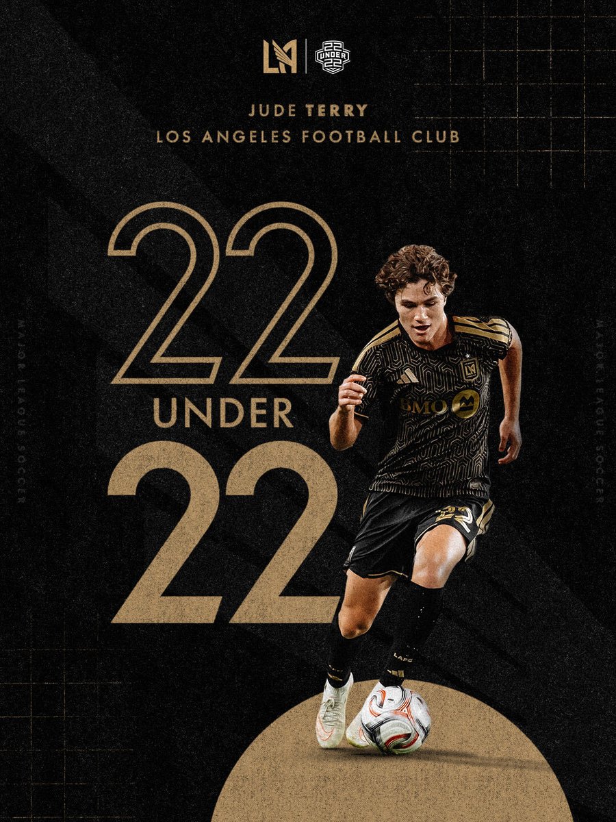 LAFC's tweet photo. Built in Black &amp; Gold ⚫️🟡

Jude Terry has been selected to the 2026 @MLS 22 Under 22 list.

🔗 https://t.co/pjmMvwmb77 https://t.co/PyVc2QqCAB