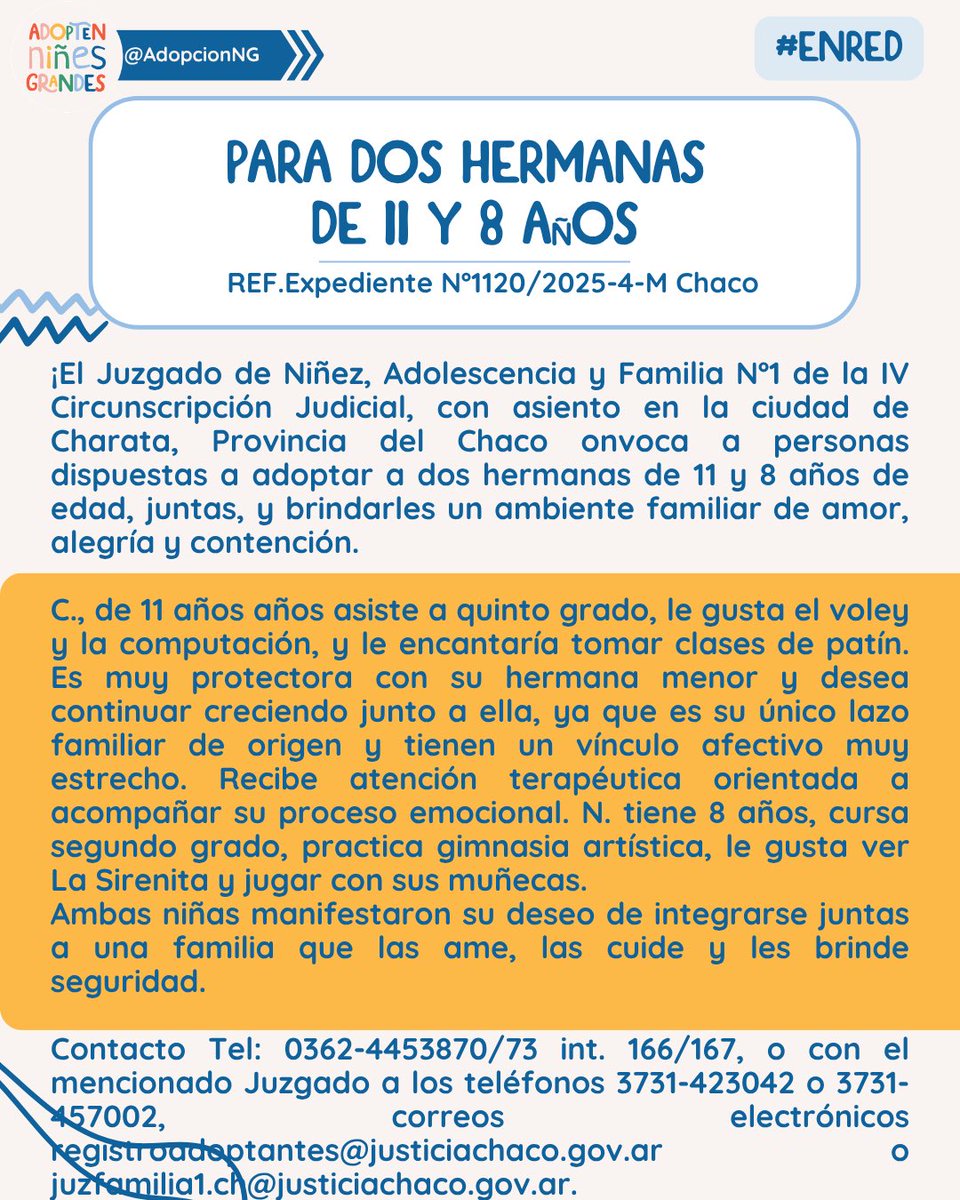 AdopcionNG's tweet photo. En RED, buscar convocatorias de distintas provincias y difundirlas no es solo compartir una publicación: es tender puentes.

Cada convocatoria es una oportunidad concreta para que un niño, niña o adolescente encuentre una familia. https://t.co/WZB6P6c8XZ