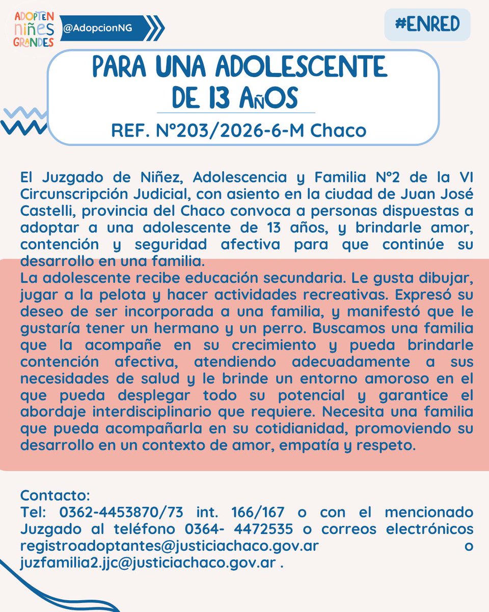AdopcionNG's tweet photo. En RED, buscar convocatorias de distintas provincias y difundirlas no es solo compartir una publicación: es tender puentes.

Cada convocatoria es una oportunidad concreta para que un niño, niña o adolescente encuentre una familia. https://t.co/WZB6P6c8XZ