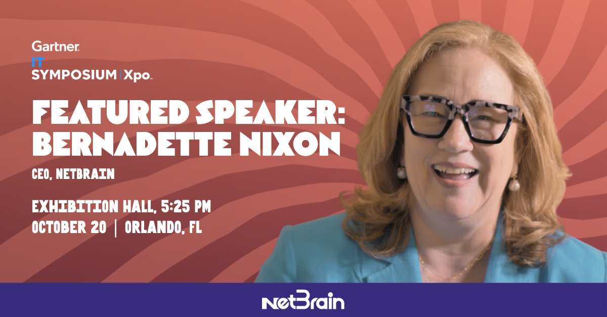 NetBrainTech's tweet photo. Day two at Gartner IT Symposium/Xpo. Our CEO, Bernadette Nixon, speaks at 5:25 PM in the Exhibition Hall: "The Network That Can't Go Down: Agentic NetOps Already in Production." 

Then find us at Booth #348 through Oct. 22.

#AgenticNetOps #GartnerSYM https://t.co/6UqukWx4G9