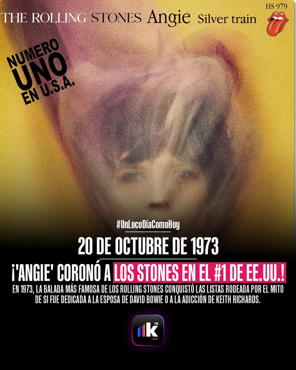 LokuraFM_MX's tweet photo. Un día como hoy en 1973, @RollingStones llegó al #1 de Billboard con su icónica balada. Entre rumores sobre Angela Bowie, la hija de Keith Richards o un código de desintoxicación, el mito sigue vivo. 🔥
​¿Cuál teoría crees que es la real? 👇
​#LokuraFM #RollingStones #Rock https://t.co/AhNJpZ56aj