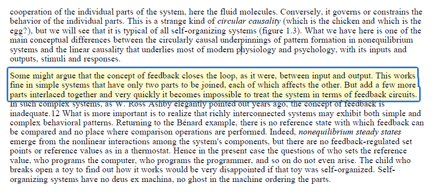 adaptskill's tweet photo. Circular causality: the parts create the pattern, and the pattern then constrains the parts

A core idea in ecological dynamics (via Kelso), it dissolves the chicken and egg question. neither comes first, each shapes one another https://t.co/BJ5Oy9AH8v